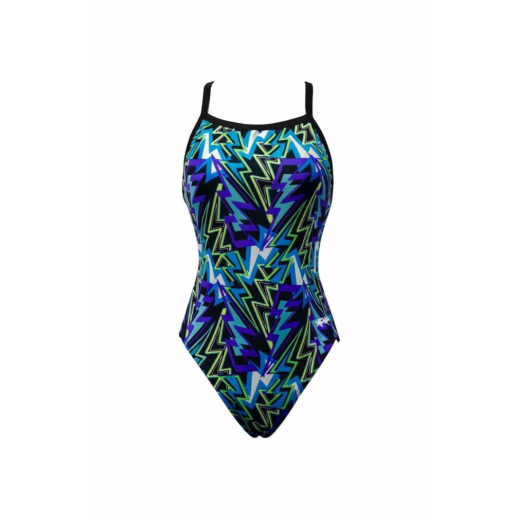 Dolphin Vintage Y2K Athletic One Piece Swimsuit | Lightning Print | Size 32